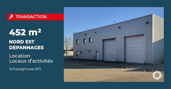 Transaction : Schweighouse (67), NORD EST DEPANNAGES loue 452 m² de locaux d'activité