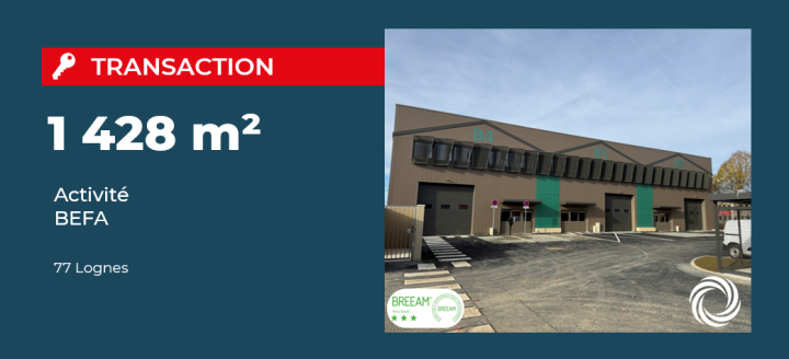 Transaction : Lognes (77), Advenis accompagne une société internationale dans la prise à bail de plusieurs cellules activité / bureaux d’une superficie totale de 1 428 m²