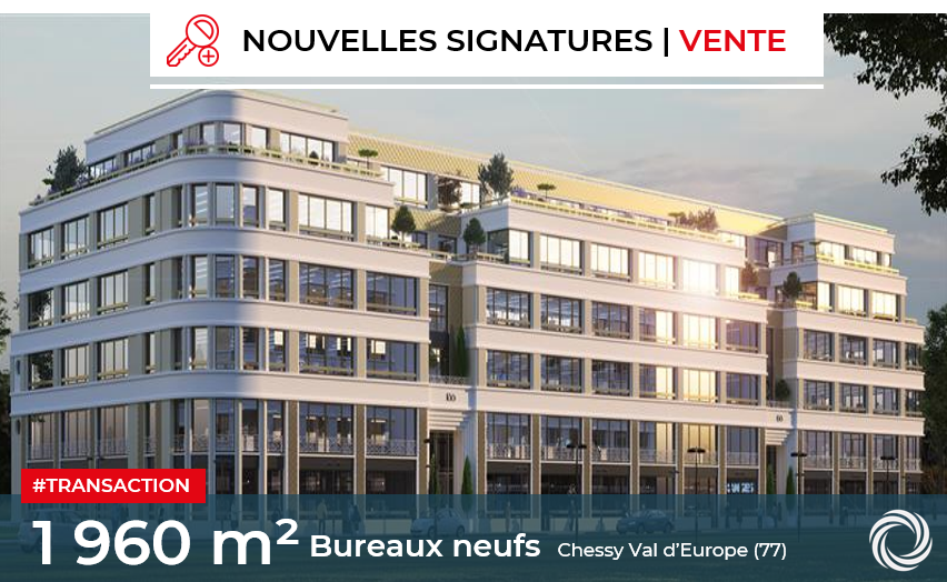 Transaction : Chessy Val d'Europe (77), vente de de 1 960 m² de bureaux