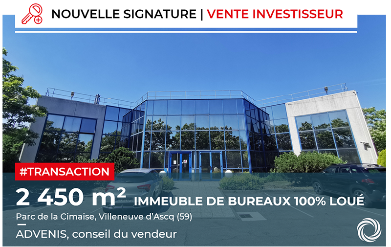 Transaction : un immeuble de bureaux de 2 450 m² vendu à un investisseur à Villeneuve d'Ascq (59)