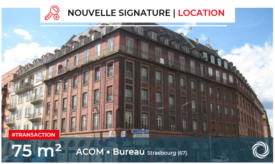 Transaction : Strasbourg (67), ACOM et WE LES ARCHITECTES louent 75 m² de bureaux
