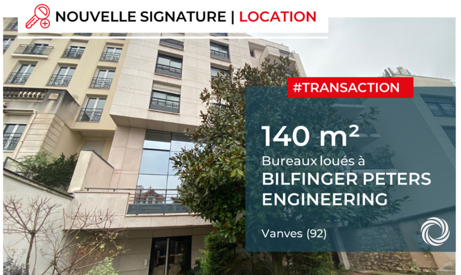 Vanves (92) : BILFINGER PETERS ENGINEERING loue 140 m² de bureaux