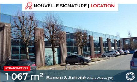 Transaction : Villiers sur Marne (94), location de 1067 m² de bureaux et locaux d'activité