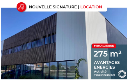 Transaction : Strasbourg (67), AVANTAGES ENERGIES loue 275 m² de locaux d'activité à Vendenheim