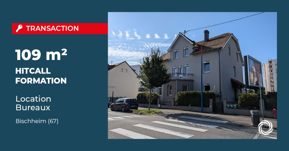 Transaction : STRASBOURG (67) : HITCALL FORMATION loue 109 m² de bureaux à Bischheim
