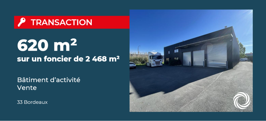 Transaction : Bordeaux (33), Advenis vend un bâtiment d'activité à PALIMEX
