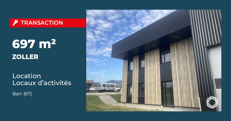 Transaction : Déménagement ZOLLER France à Barr (67), location d'un bâtiment d'activité de 697 m² en zone du Muckental