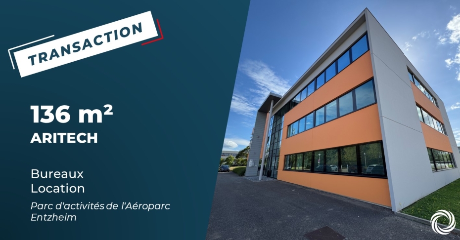 Transaction : Entzheim (67), ARITECH loue 136 m² de bureaux au sein de l'Aéroparc