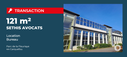 Transaction : Advenis loue 121 m² de bureaux à Carquefou (44) à SETHIS AVOCATS