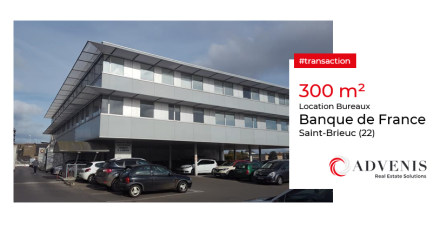 Transaction : location de bureaux de 300 m² de bureaux à La Banque de France à Saint-Brieuc (22)