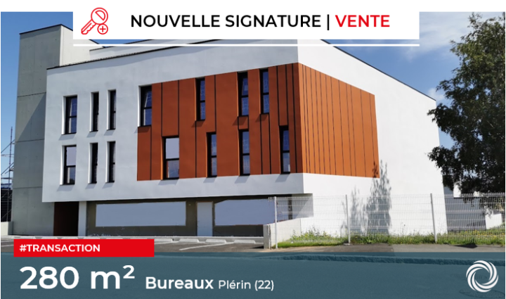 Transaction : Plérin (22), vente de 280 m² de bureaux