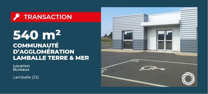 Transaction : Lamballe (22), Advenis loue 540 m² de bureaux à la CA LAMBALLE TERRE & MER