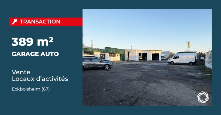Transaction : Vente d'un bâtiment d'activité Eckbolsheim (67) : un garage automobile acquiert 389 m² dans le Parc d'activités