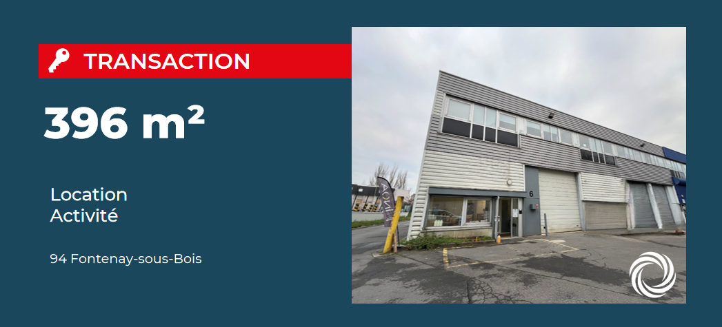 Transaction : Val-de-Fontenay (94), location de 396 m² de locaux d'activité pour le commerce de gros d’articles de beauté